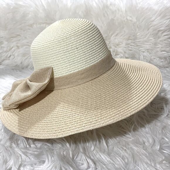 HAT wide brimmed 2 colors bow detail adjustable with drawstring size 56cm - Picture 11 of 11